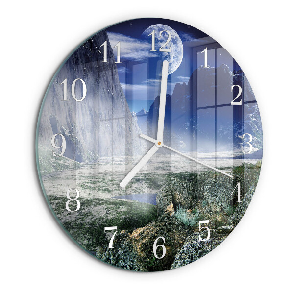 Glas wanduhr Berge Mond