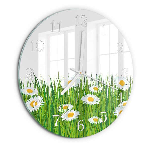 Glas wanduhr Gänseblümchen