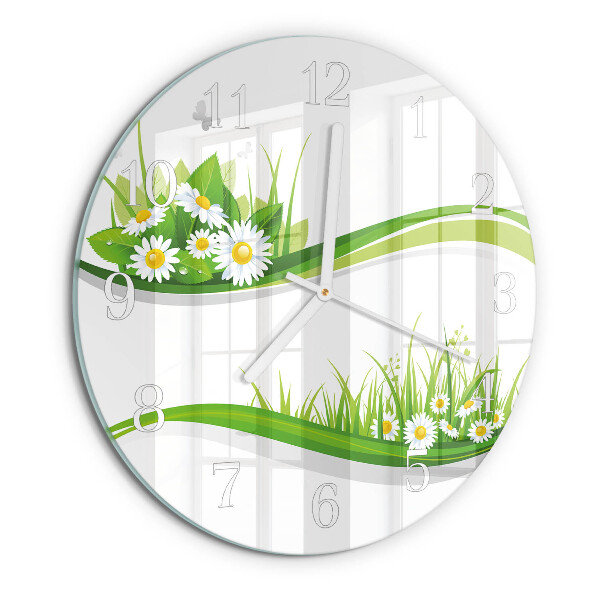 Glas wanduhr Gänseblümchen