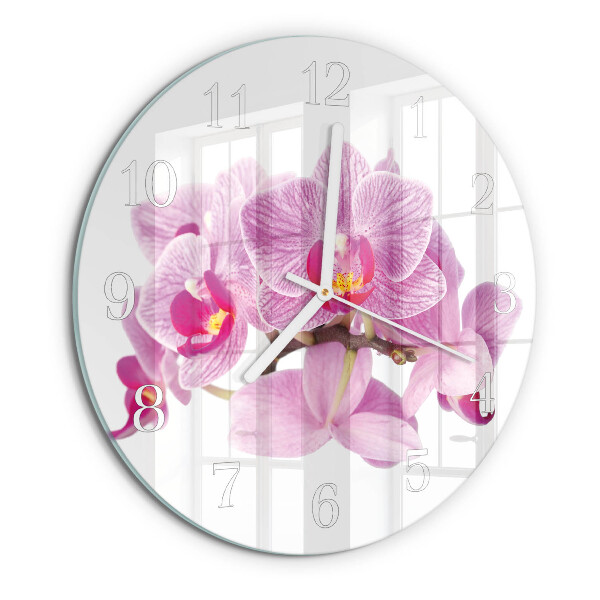 Glas wanduhr Orchideen