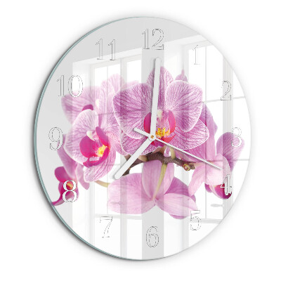 Glas wanduhr Orchideen