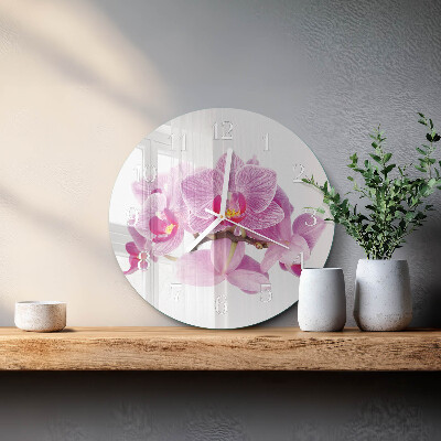 Glas wanduhr Orchideen