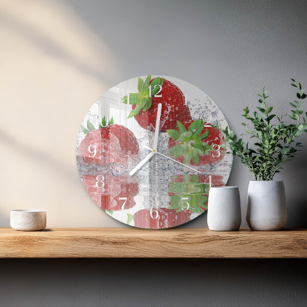 Glas wanduhr Erdbeeren