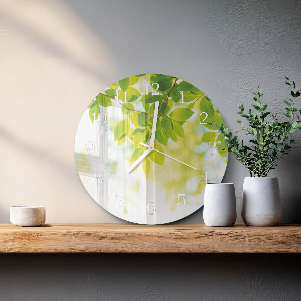 Glas wanduhr Blätter