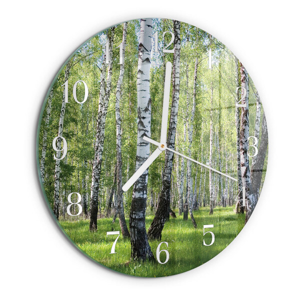 Glas wanduhr Birkenwald