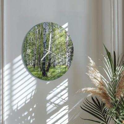 Glas wanduhr Birkenwald