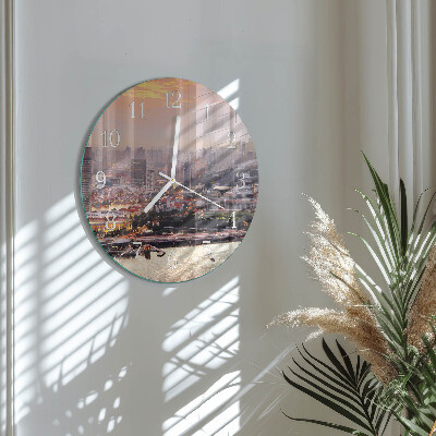 Glas wanduhr Stadt