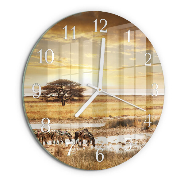 Glas wanduhr Zebras