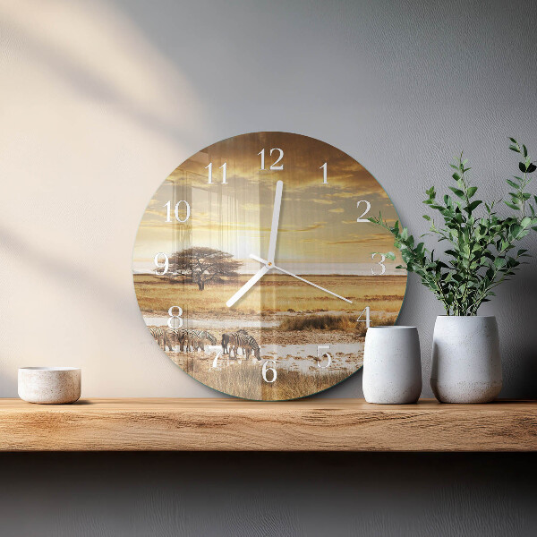 Glas wanduhr Zebras