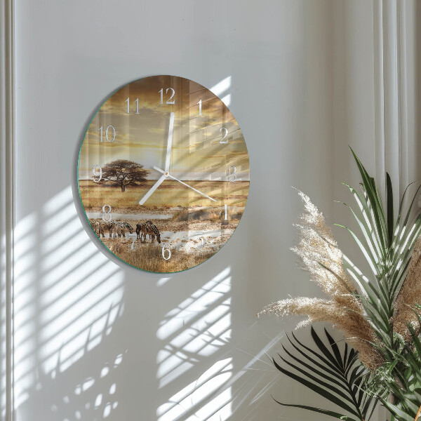Glas wanduhr Zebras