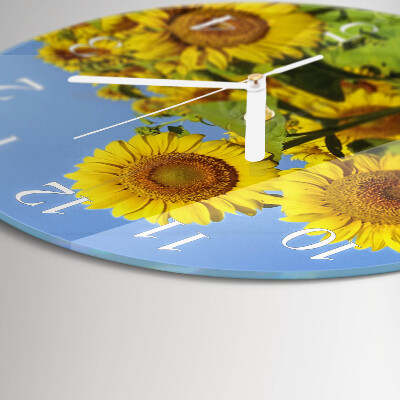 Glas wanduhr Sonnenblumen