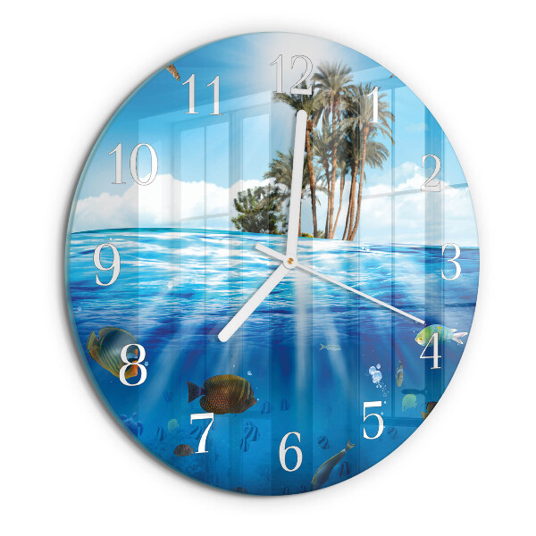Glas wanduhr Fischinsel