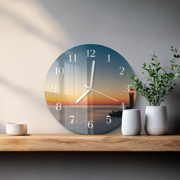 Glas wanduhr Leuchtturm Meer