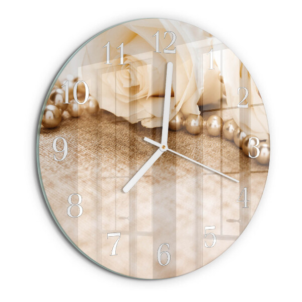 Glas wanduhr Vintage Sepia Rosen