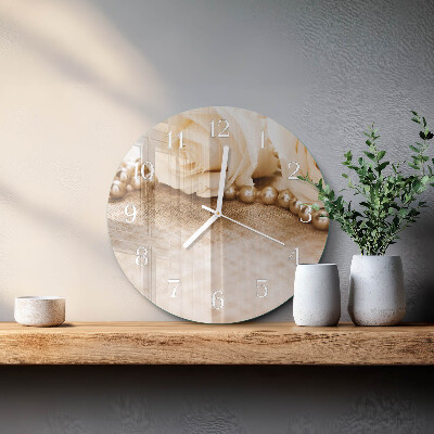Glas wanduhr Vintage Sepia Rosen