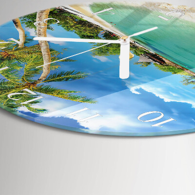 Glas wanduhr Strandpalmen