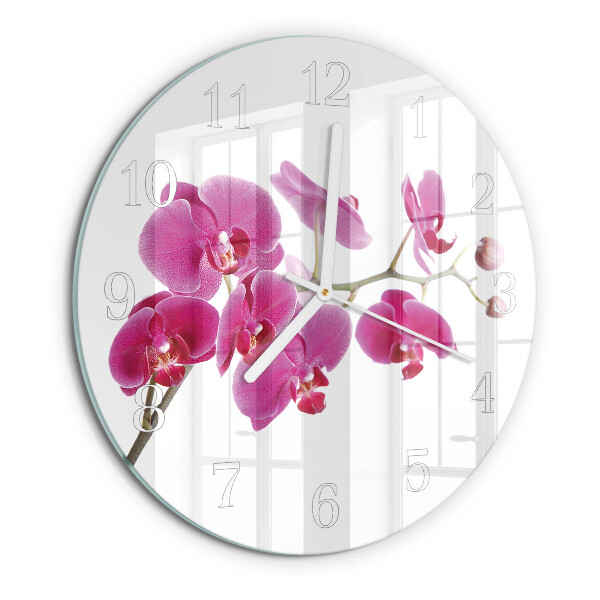 Glas wanduhr Orchidee