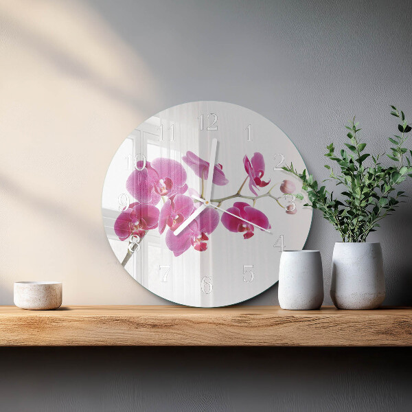 Glas wanduhr Orchidee