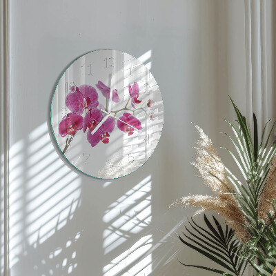 Glas wanduhr Orchidee