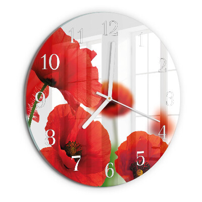 Glas wanduhr Mohnblumen