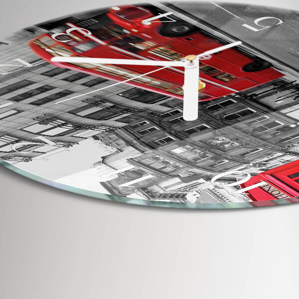 Glas wanduhr Roter Bus