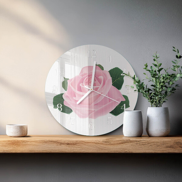 Glas wanduhr Rose