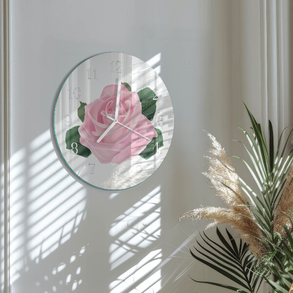 Glas wanduhr Rose
