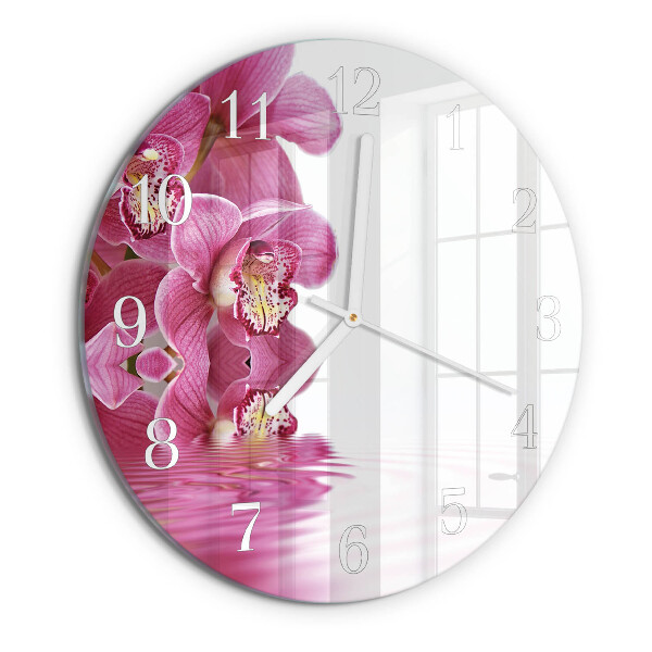 Glas wanduhr Orchidee