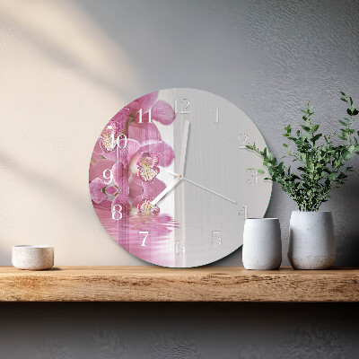 Glas wanduhr Orchidee