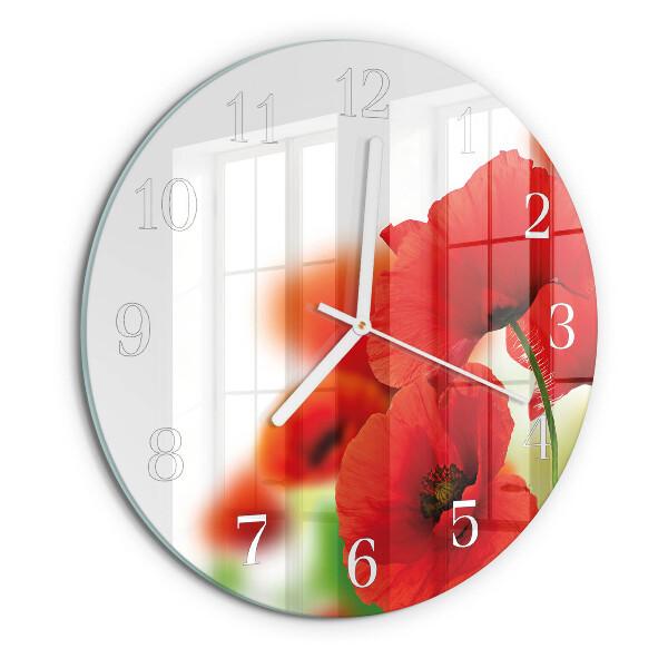 Glas wanduhr Mohnblumen