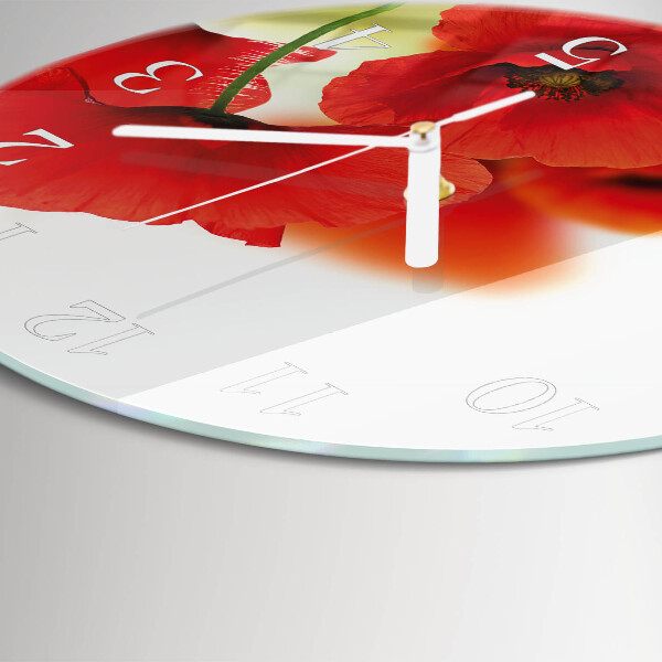 Glas wanduhr Mohnblumen