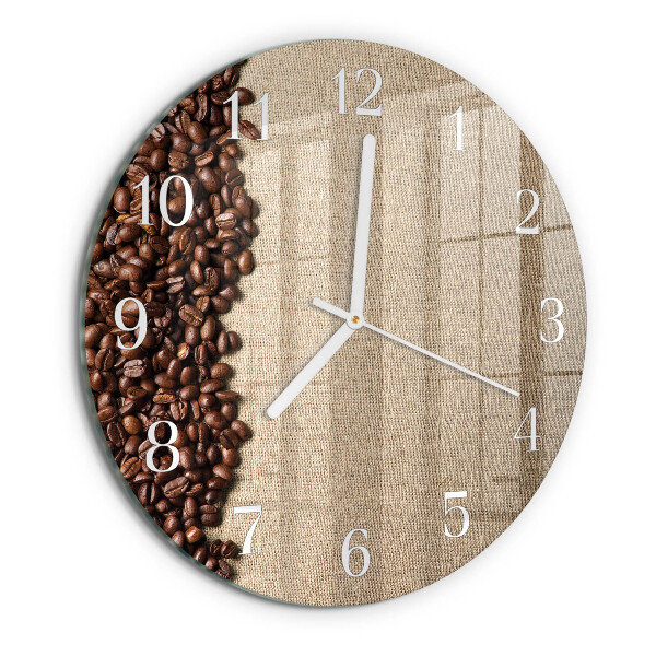 Glas wanduhr Kaffeebohnen