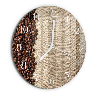 Glas wanduhr Kaffeebohnen