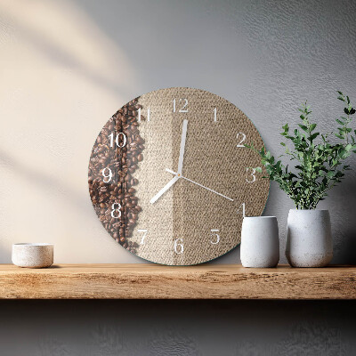 Glas wanduhr Kaffeebohnen