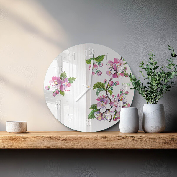Glas wanduhr Blumen
