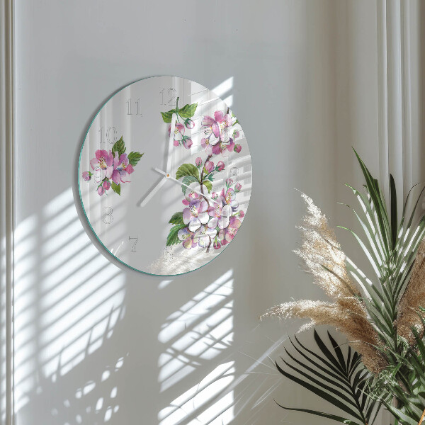 Glas wanduhr Blumen