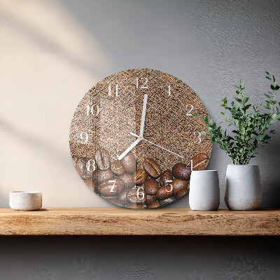Glas wanduhr Kaffeebohnen