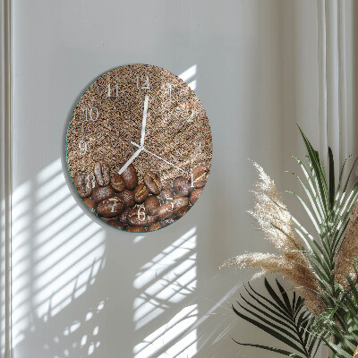 Glas wanduhr Kaffeebohnen