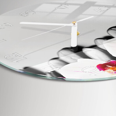 Glas wanduhr Orchideensteine