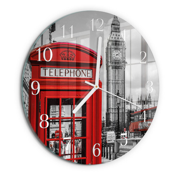 Glas wanduhr Rote Telefonzelle
