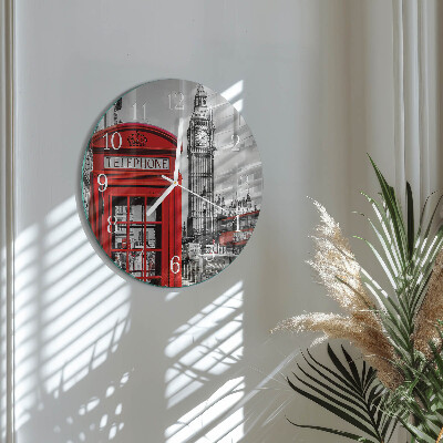 Glas wanduhr Rote Telefonzelle