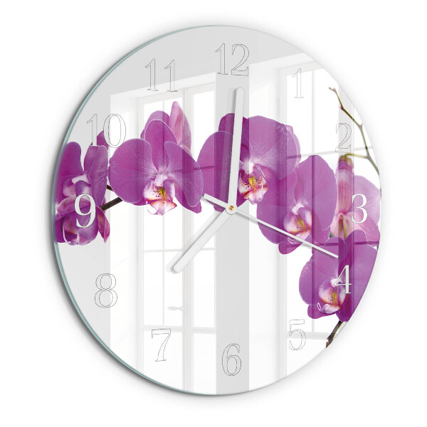 Glas wanduhr Orchidee