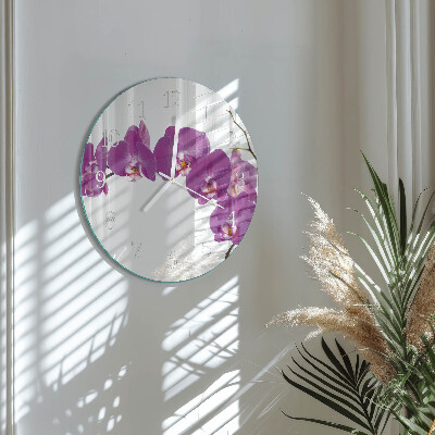 Glas wanduhr Orchidee