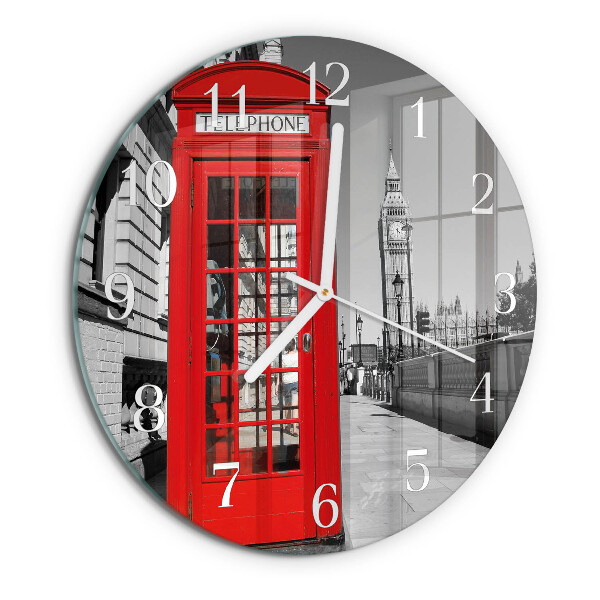 Glas wanduhr Rote Telefonzelle