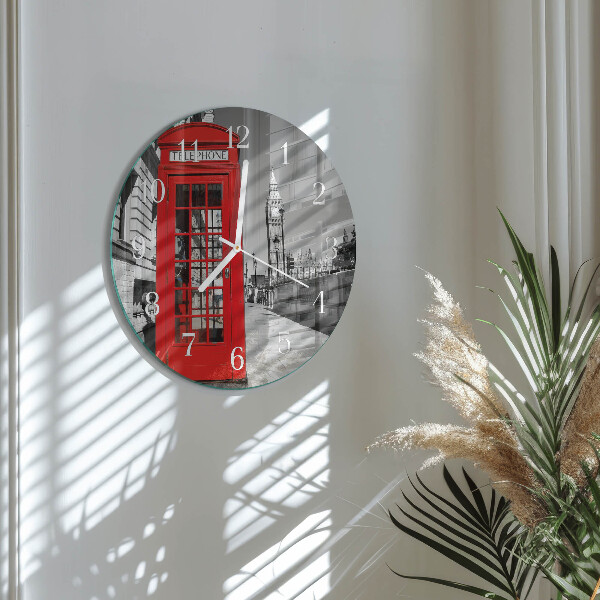 Glas wanduhr Rote Telefonzelle