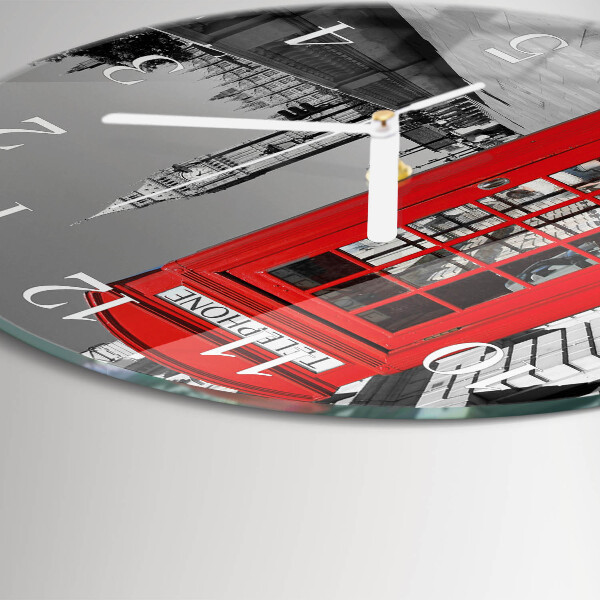 Glas wanduhr Rote Telefonzelle