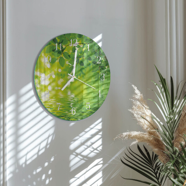Glas wanduhr Blätter