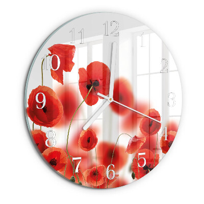 Glas wanduhr Mohnblumen