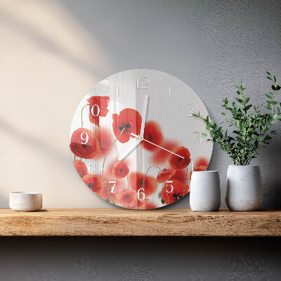 Glas wanduhr Mohnblumen
