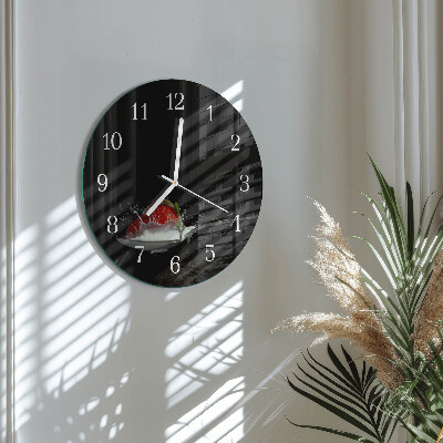 Glas wanduhr Erdbeere